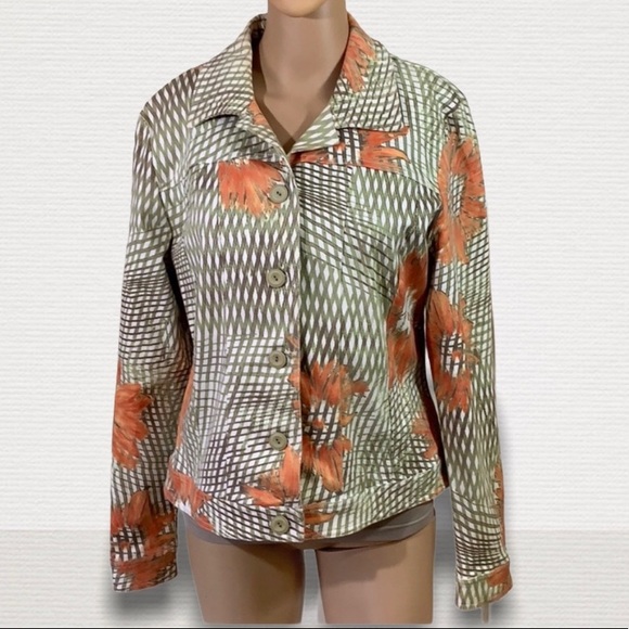 Mikane jean stretchy jacket multicolor size 10 - Picture 1 of 8